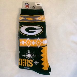 NFL green bay packer holiday socks